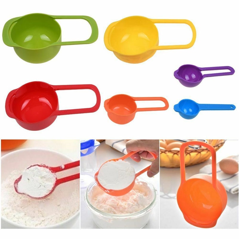 6 Pcs/Set Kitchen Measuring Cup Rainbow Color Stackable Combination Measuring Cup Tools 6-Piece Kitchen Accessories Tools U3
