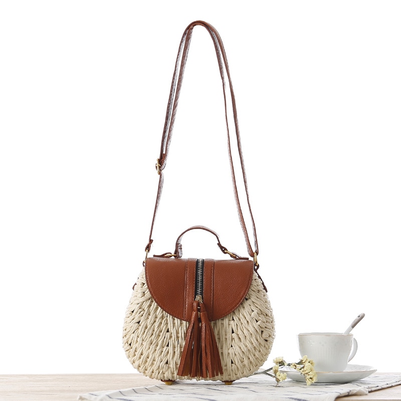 paper rope woven bag small fresh messenger straw bag beach vacation shoulder shoulder bag woven bag