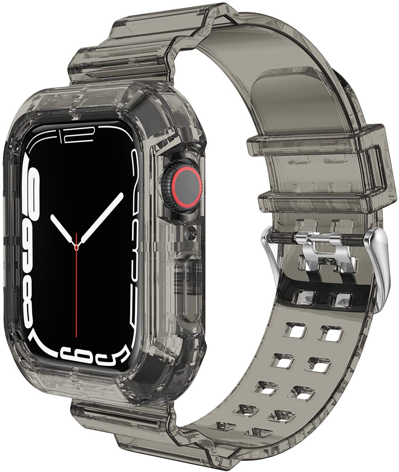 Case+Strap for Apple Watch Band 44mm 40mm 45mm 41mm 42mm 38mm Accessories Transparent Silicone Bracelet iWatch series 3 5 6 se 7: Transparent Black / 42mm or 44mm or 45mm