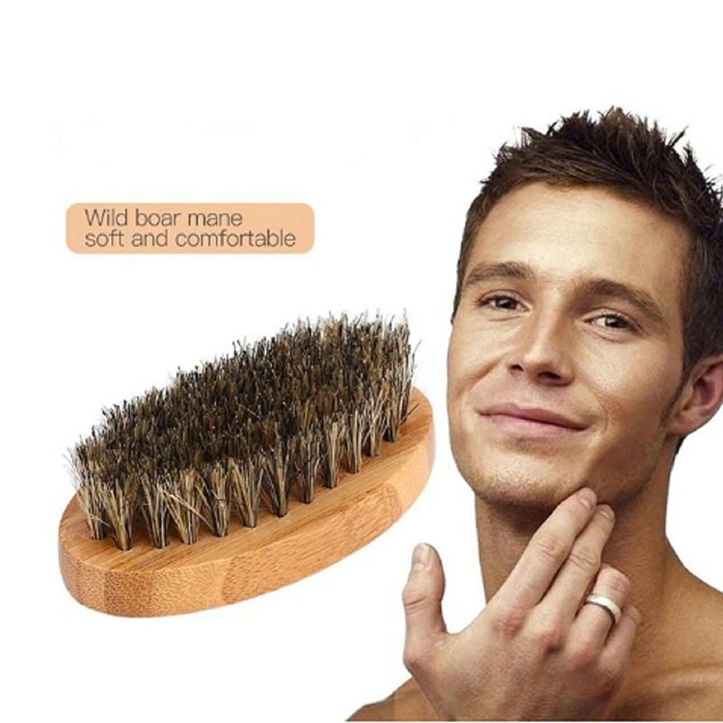 Wood Beard Brush Soft Boar Bristle Brush with Bamboo Wide Tooth Comb for Men Mustache Care Tool