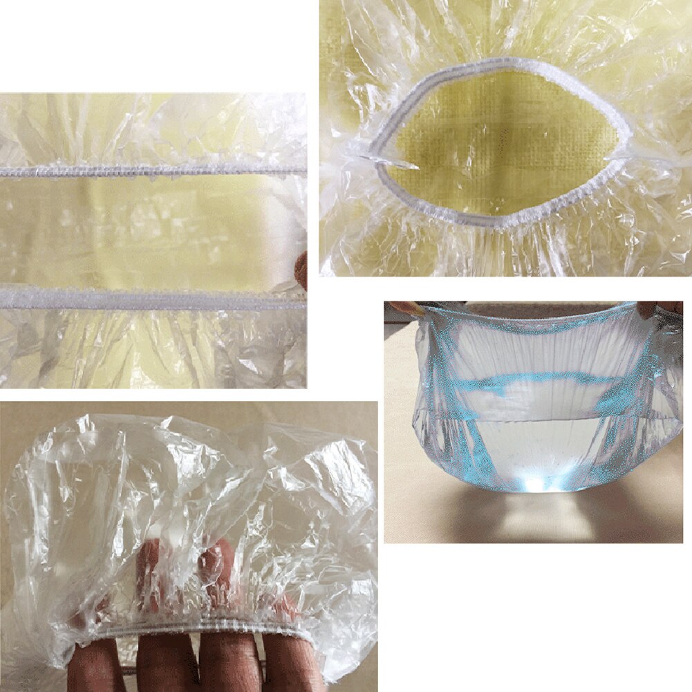 100 stk protecton engangs transparent brusebad frisør salon spa cap beskyttelseshat kvinde stil vandtæt