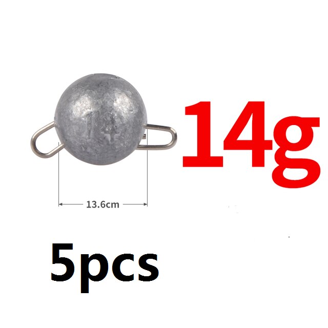 Anzuelo de plomo con cabeza plomada, señuelo suave de peso de bala para agua profunda, accesorios de aparejos de pesca Texas, 10 piezas: 5PCS   14G