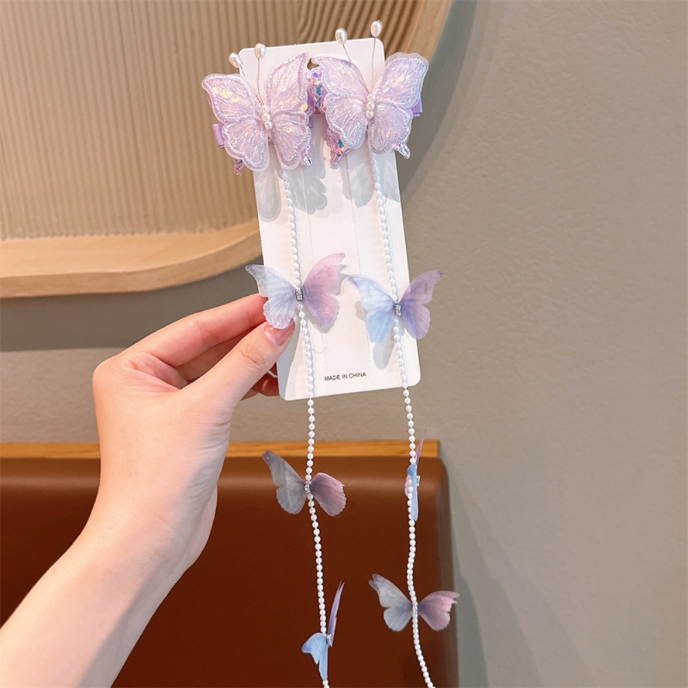 Horquilla trenzada con perlas de malla para niña, pasadores con borlas coloridas, cadena para el cabello trenzada: YELLOW