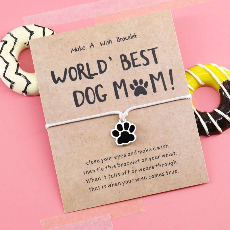 World's Best Dog Mum Bracelet Dog Cat Paw Charm Red Rope Thread String Bracelet Dog Jewelry for Dog Mum Dog Lover: Grey