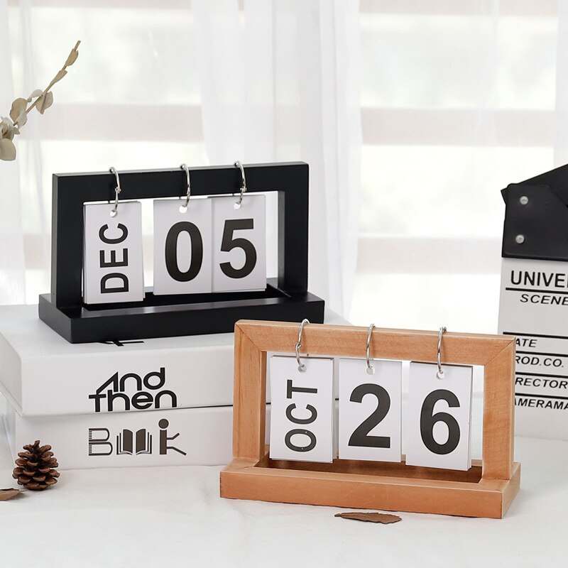 Creatieve En Eenvoudige Houten Ins Turn Pagina Kalender Bureau Bureau Top Kantoor Decoratie Nordic Kleine Ornament Studie Inrichting