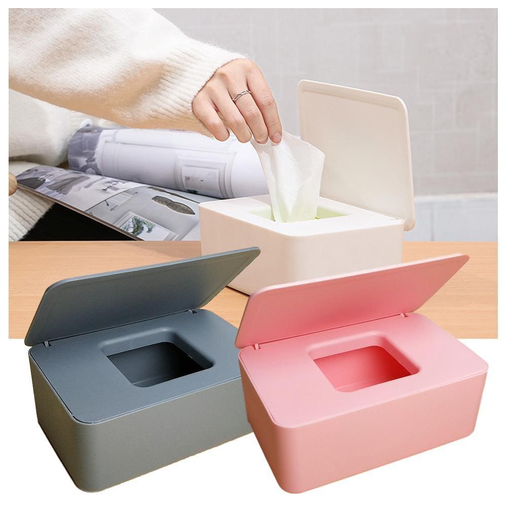Boîte à mouchoirs humides avec couvercle, boîte à mouchoirs humides avec tiroir, boîte scellée, boîte de rangement de bureau étanche à la poussière E3Z3