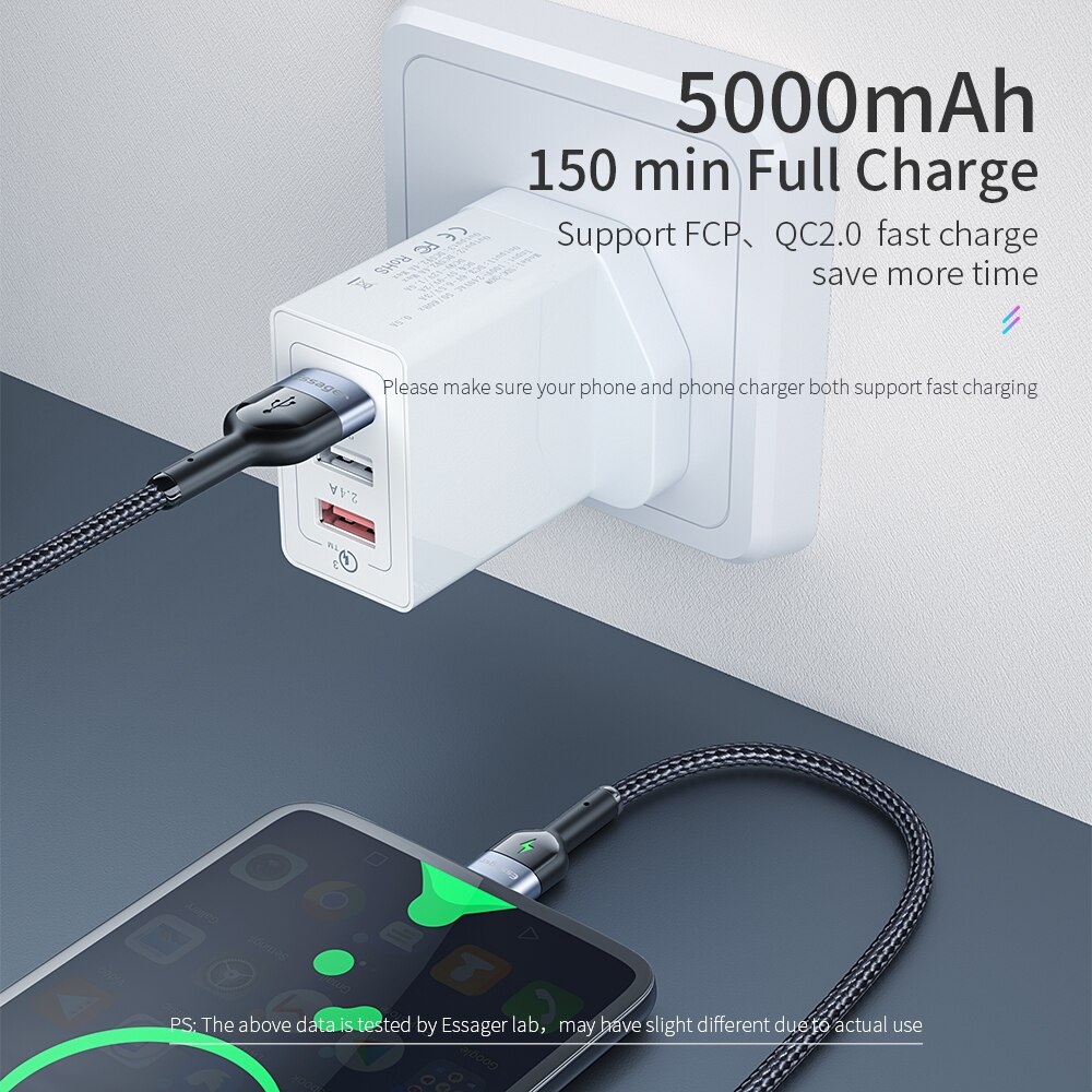Essager Led Micro Usb-kabel Fast Charging Oplader Microusb Datakabel Voor Samsung Xiaomi Draad Cord Android Mobiele Telefoon Kabel 2M