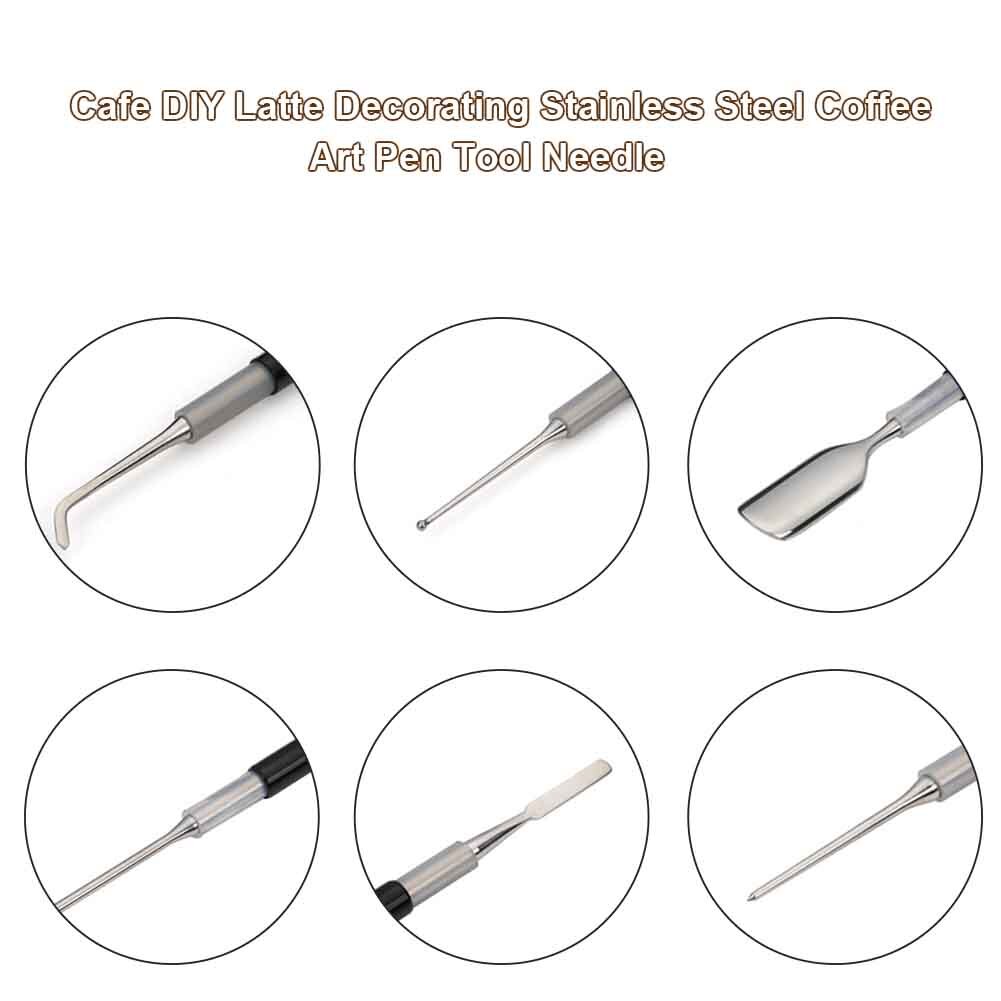 3pcs/set Tamper Home Cappuccino Barista Latte Decorating Needle Kitchen Coffee Art Pen Carving Cafe Tool DIY Stainless Steel