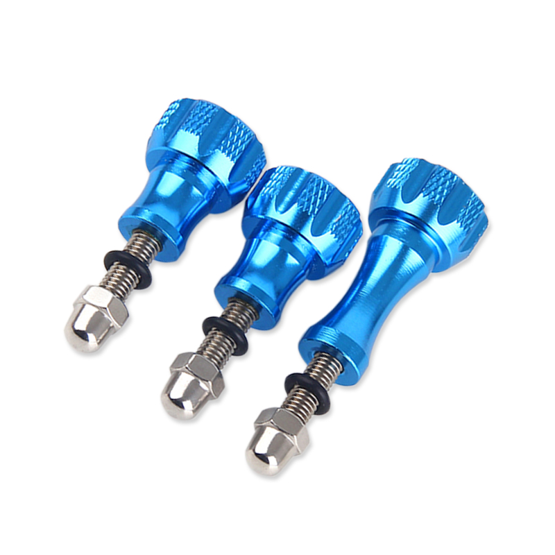 3 uds perilla de pulgar de aluminio tornillo para GoPro Hero 7 6 5 4 Xiaomi Yi 4K Sjcam SJ4000 H9 funda trípode montaje Cam accesorio más: Color azul