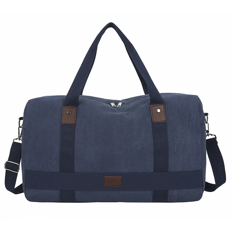 Mannen Reizen Canvas Handtas Multifunctionele opvouwbare tassen Handbagage Mannen Tote Grote capaciteit Weekend plunjezak Bolsas: Blauw