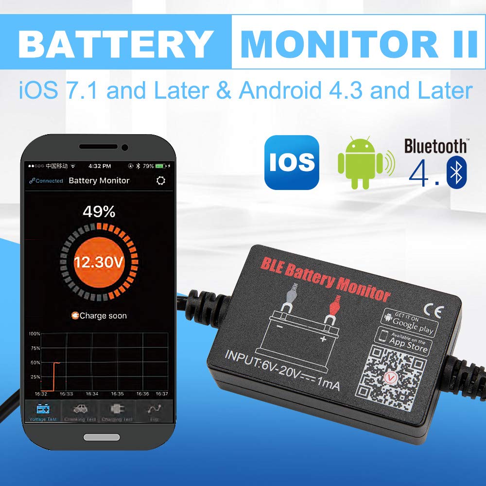 Car Bluetooth Wireless Automotive 12V BM2 Battery Load Tester Charging System Diagnostic Analyzer Monitor for Android & iOS