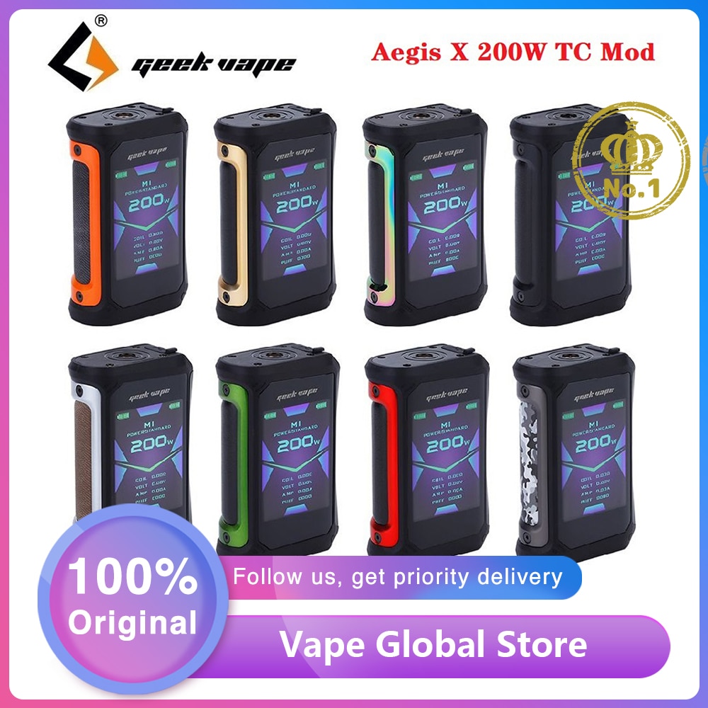 Original Geekvape Aegis X 200W TC Mod w/ AS2.0 Chipset & 2.4inch OLED Screen E-cig Vape Mod Vs Drag Max / Aegis Solo / Argus Mod