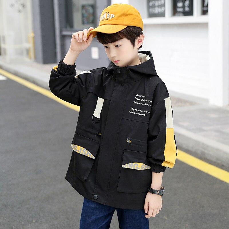 Garçons Manteau Automne Printemps Enfants Veste Imprimée École enfants Vêtements D'extérieur Décontractés Vestes Adolescent Enfants Vêtements Pour 5-14 ans: Black / 6