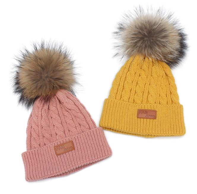 ¡Novedad! Gorro de invierno de Pom para niños, gorro tejido para niñas, gorro grueso para bebé, gorro cálido de invierno para niña