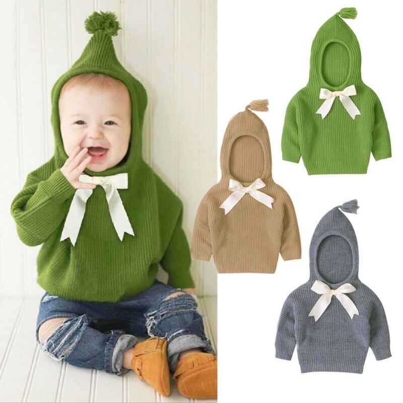 Fantasia infantil de malha com capuz, casaco quente para meninos e meninas, manga longa, para primavera e inverno, roupas de natal de 6 a 3 anos