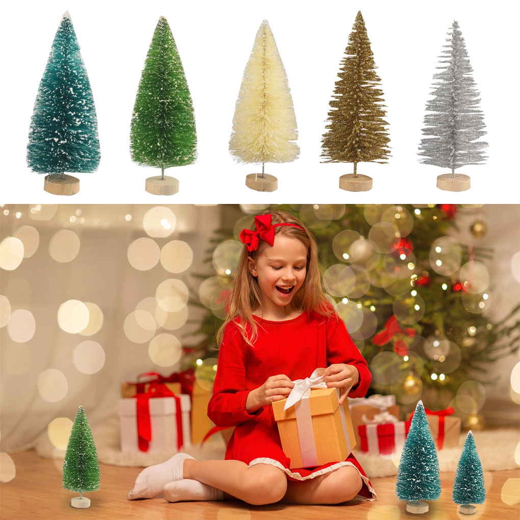Mini Christmas Tree Home Office Tabletop Mini Tree Ornament with Round Base Decoration