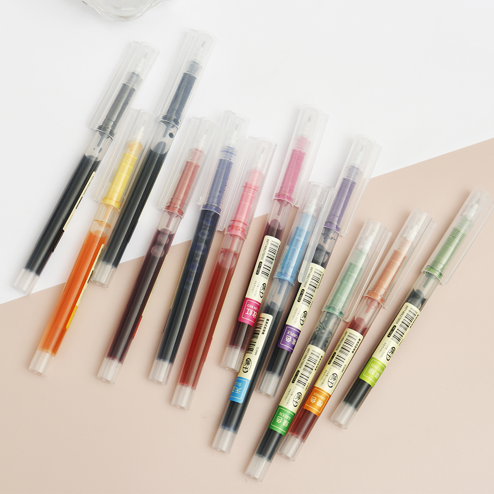 12 pçs multicolorido estudante escola escritório papelaria caneta gel fino grande capacidade de tinta caneta esferográfica reta líquido rollerball caneta
