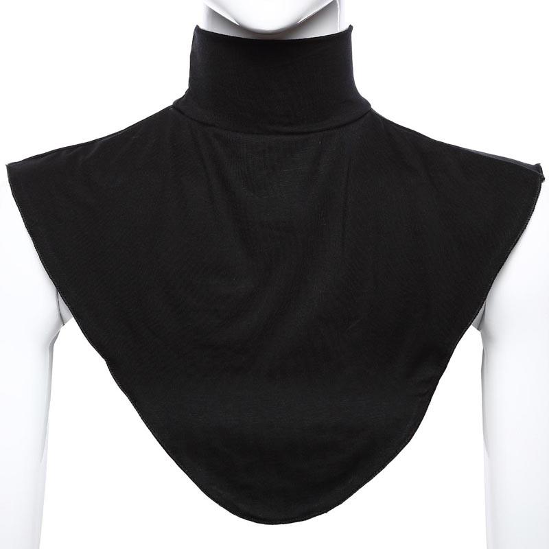 Femmes Modal faux col Hijab Moslem islamique cou couverture boucle écharpe accessoires musulmans col roulé col roulé Wrap vêtements: Black