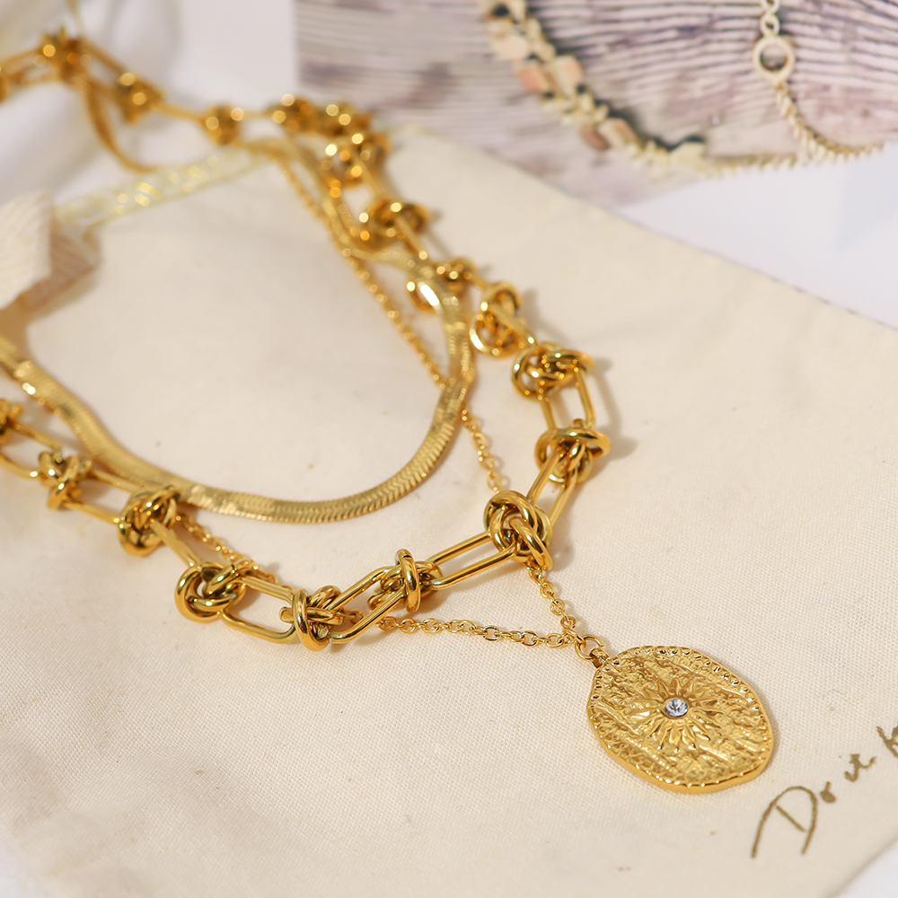 WILD & FREE Collar de acero inoxidable chapado en oro de 18k mujer cadena gruesa accesorios impermeables de joyería de punk