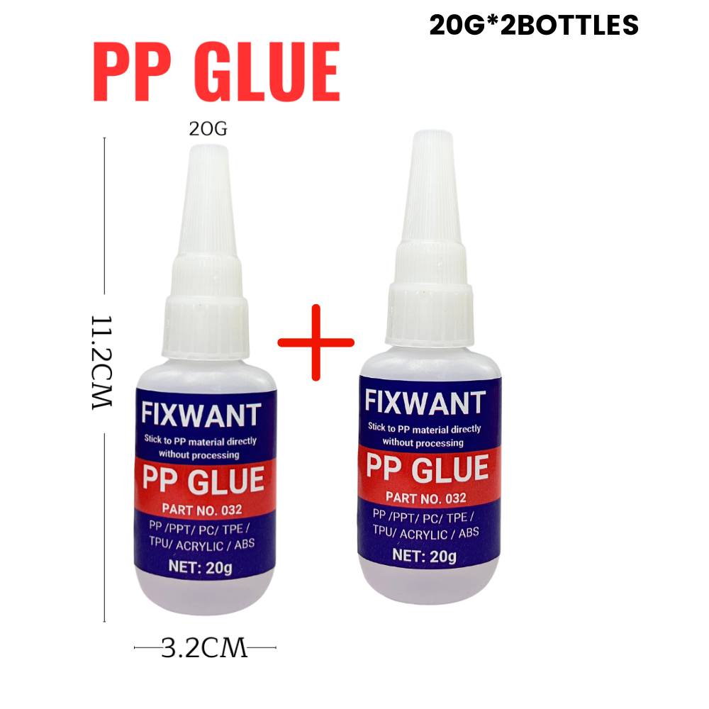 Hochfester PP-Polypropylen-Spezialkleber – starke Verklebung in Sekunden, wasserfest, funktioniert auf PPT/PC/ ABS/ TPE/ TPU/ ACRYL: Transparent