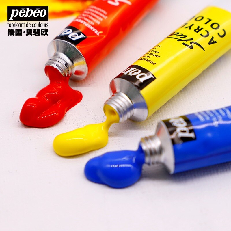 Pebeo – peintures acryliques professionnelles de 12/18/24 couleurs, Tubes de 12ml, peinture murale pour artiste, bricolage, Pigment de chaussures