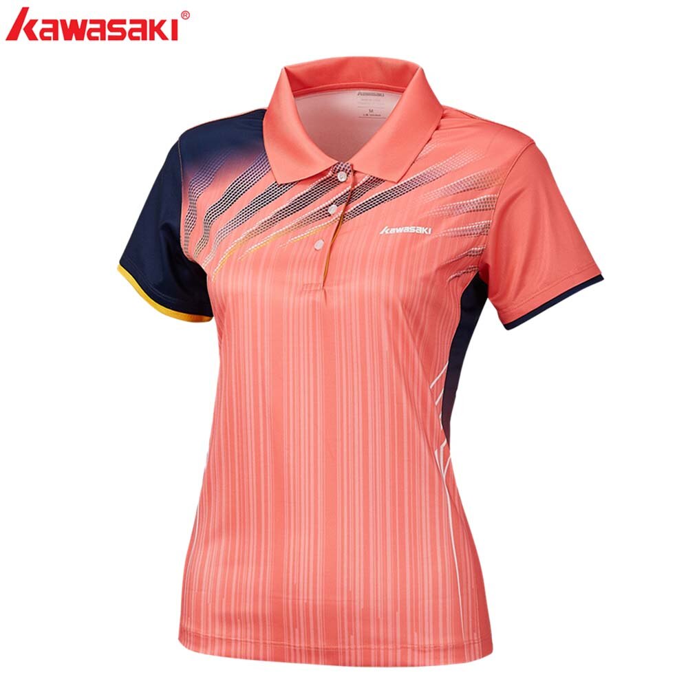 KAWASAKI, camisa con cuello de poliéster para mujer, camisetas de manga corta para bádminton, tenis de mesa, Running, camisetas deportivas para mujer, camisa ST-S2101: Rosa / M