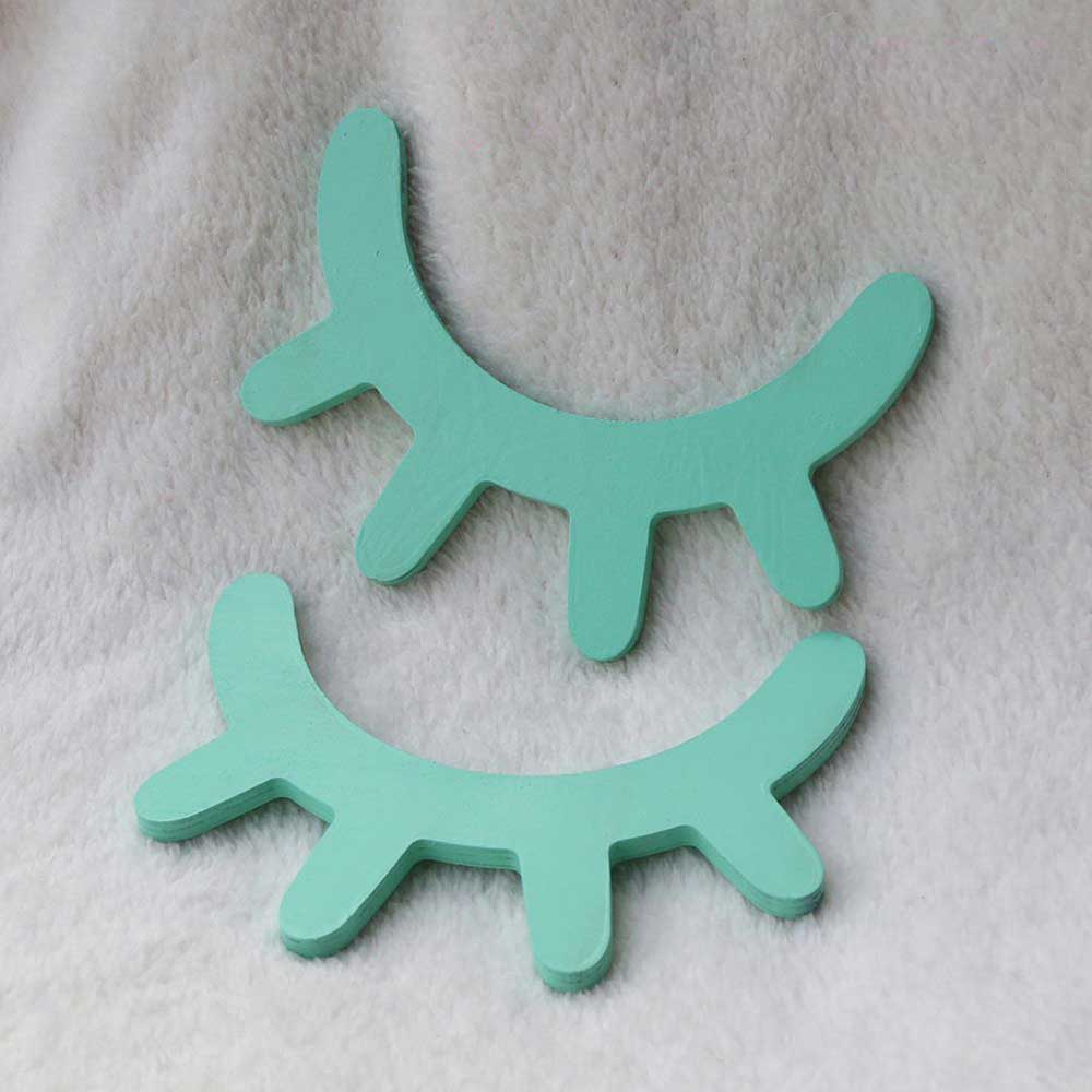 Baby Bed Bumper Ins Style Wooden Eyelashes Wall Sticker Baby Room Decor Photography Props Cartoon 5 Colors: 0.65cm green bag