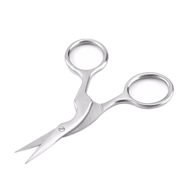 Lmdz 1 stk rustfrit stål herre overskæg trimning skære skæg saks til ansigtet krop skønhed mini lille bøjet klinge makeup værktøj