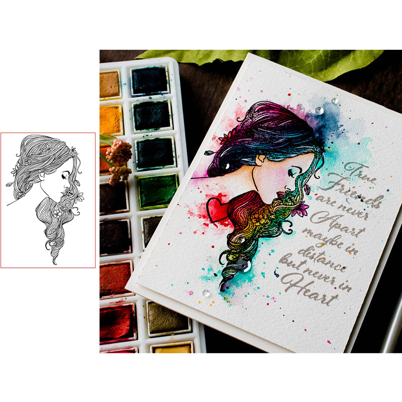 Girl Clear Stamps for Scrapbooking Card Making Silicone Craft Stamps Transparent