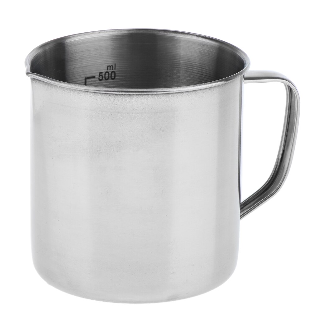 Stainless Steel Kitchen Lab Plastic Measuring Cup Jug Pour Spout Container