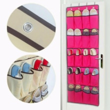 Organizador de zapatos para colgar sobre la puerta, estante de almacenamiento de 20 bolsillos, bolsa de almacenamiento montada en la pared con ganchos