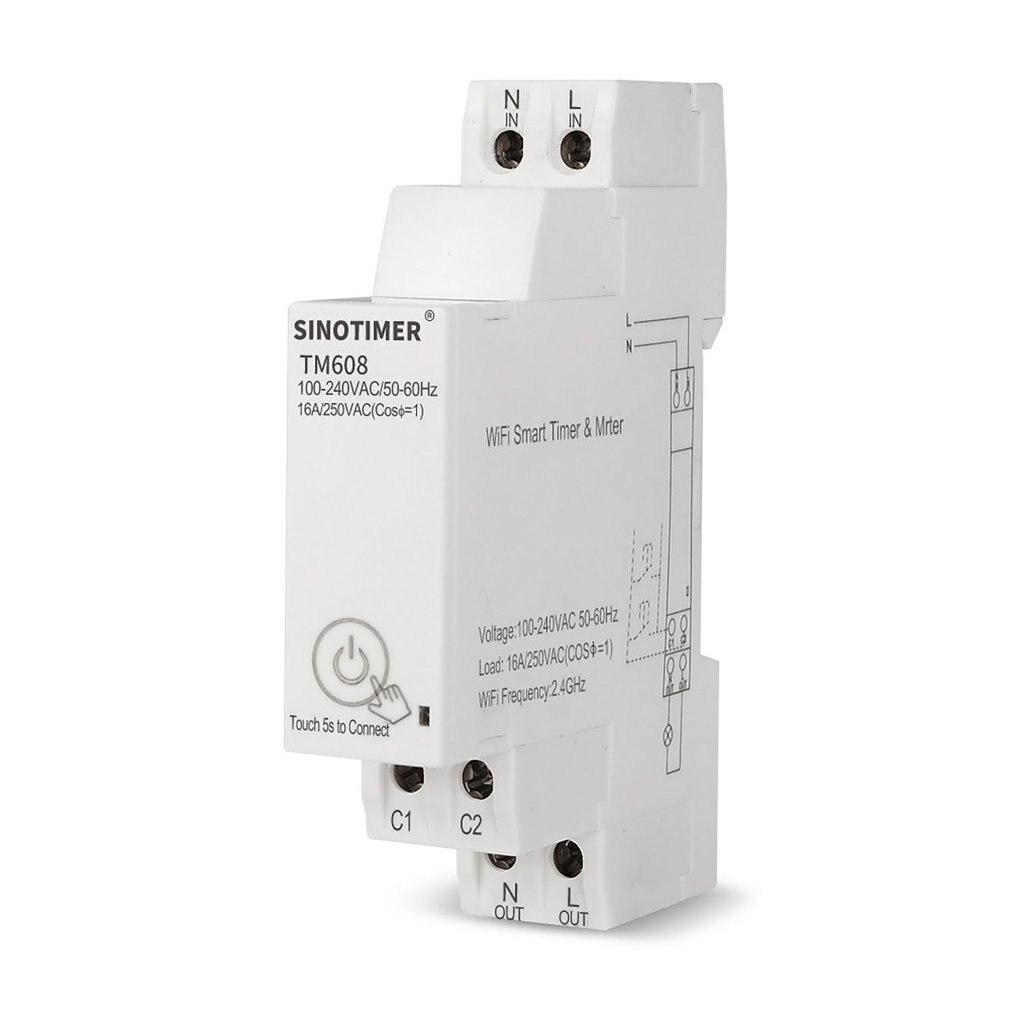 18mm Single Phase Digital Timer Switch Remote WiFi Smart Light Control Switch Programmer With Energy Monitoring 100-240V 16A