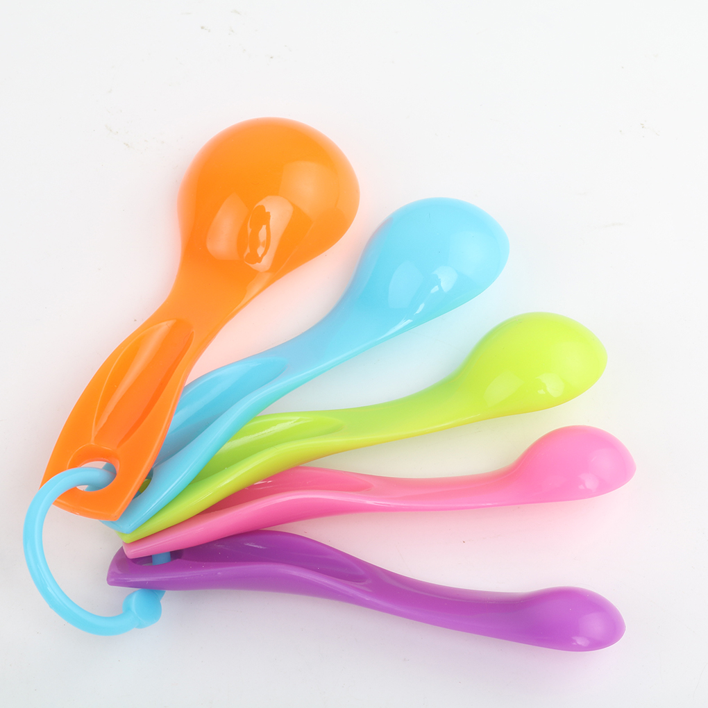 5Pcs/set Lovely Colorful Plastic Measuring Cups Measure Spoon Kitchen Tool Kids Spoons Measuring Set Tools For Baking Coffee Tea