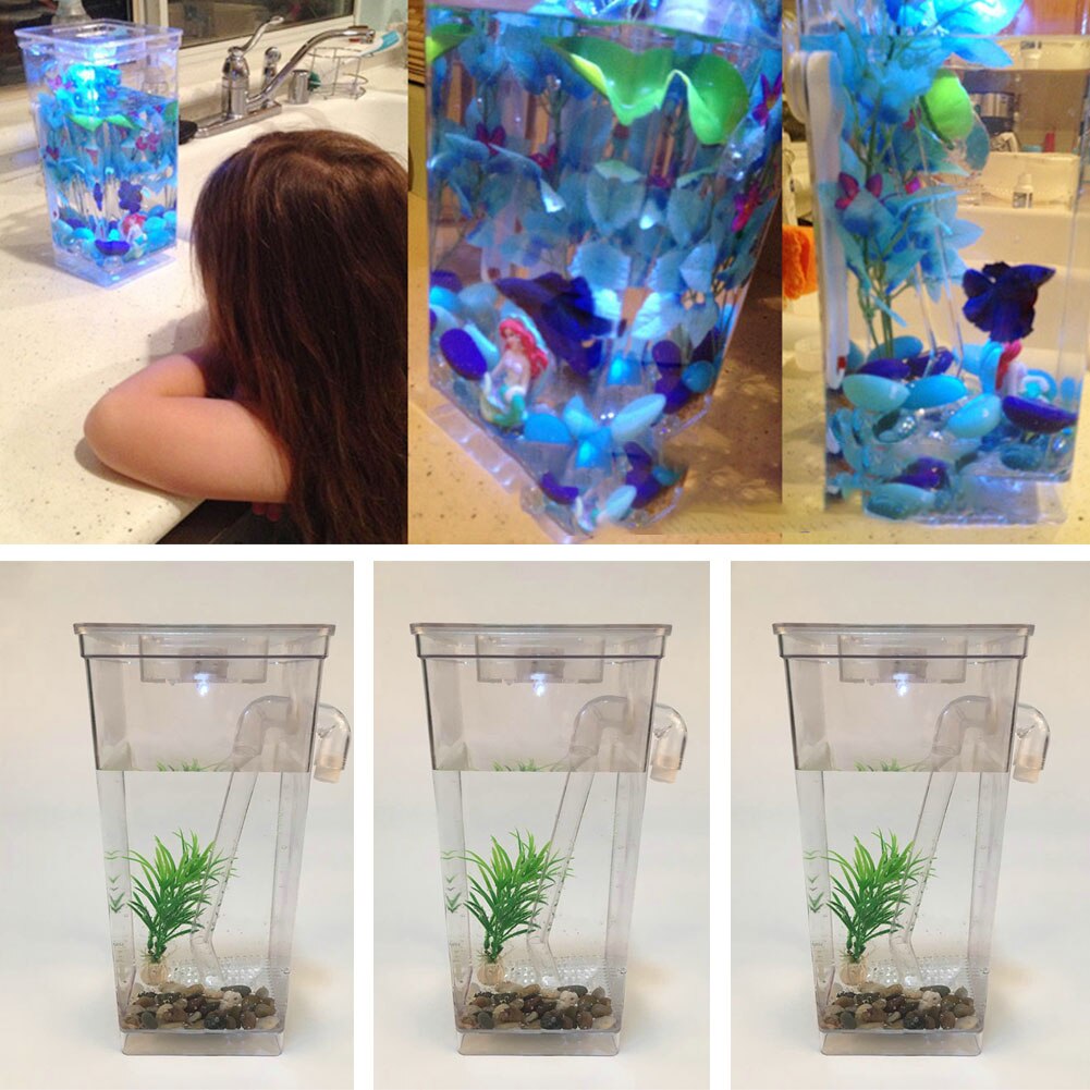 Desktop Goldfish Tank Aquarium Fish Tank Fun Kit Mini Aquatic Pet Supplies Grass Home Decor Self-cleaning Ecological