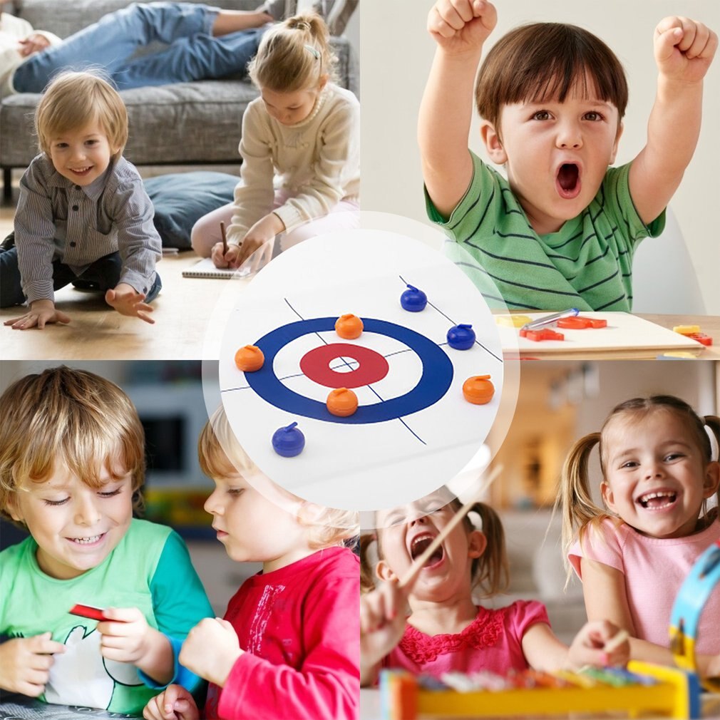 Mini Eisstockschießen Tisch Eisstockschießen Ball Spielzeug Faltbare Tabletop Eisstockschießen Spiel Für Art Erwachsene Familie Party Spiele Tabelle Spiel Wasser Krug steine