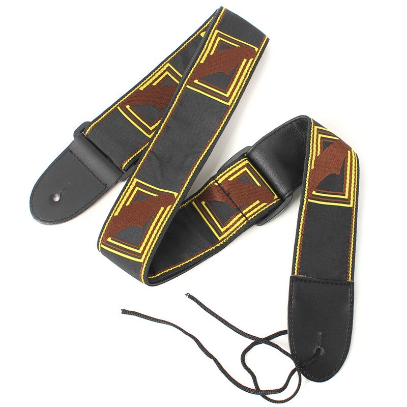 Classic Embroidery Acoustic Electric Guitar Strap Ajustable Nylon Strap PU Leather Ends Free Shippng