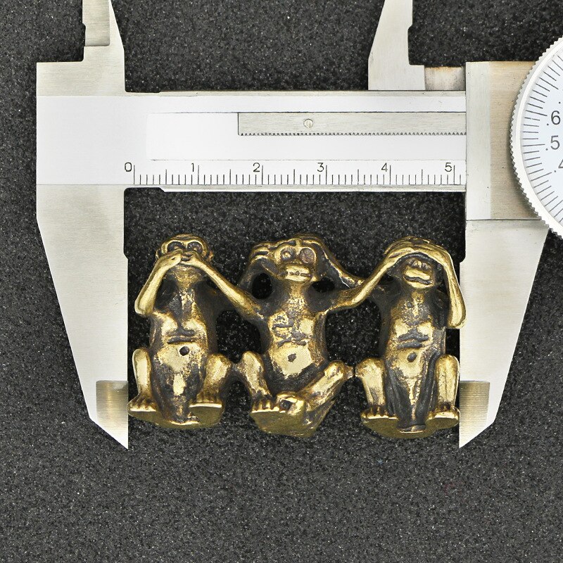 Mini retro mässing söt 3- apor sitter staty djur skulptur hem kontor skrivbord dekorativ prydnad rolig