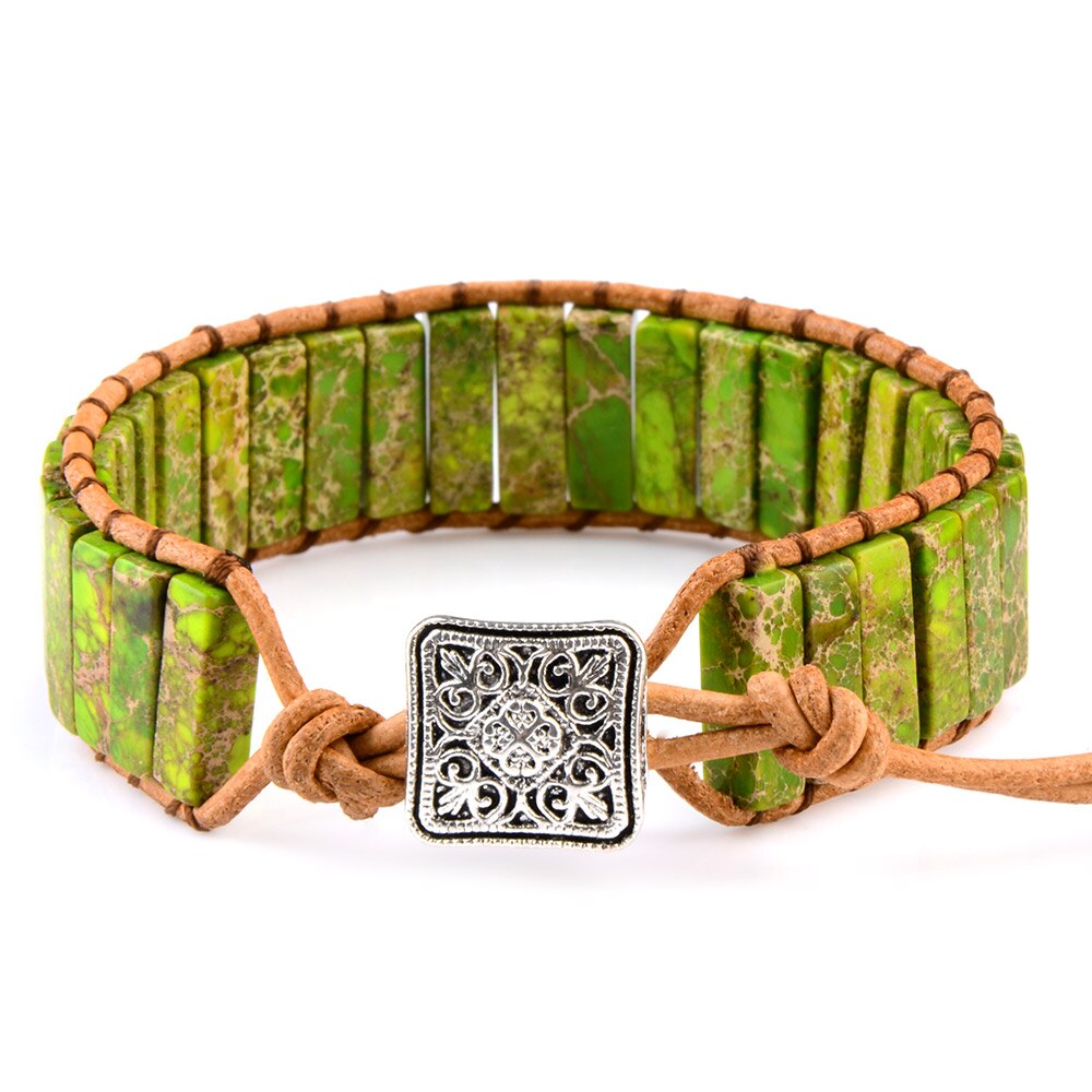 Chanfar – Bracelet en cuir de gemme naturel multicolore, Style tibétain gitane perlé réglable pour hommes et femmes