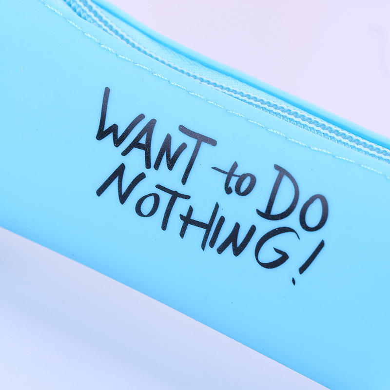 Kawaii Candy-colored Bone-shaped Pen Bag Silicone Zipper Pencil Cases Lovely Letter Style Cosmetic Stationery Pouch School Suppl