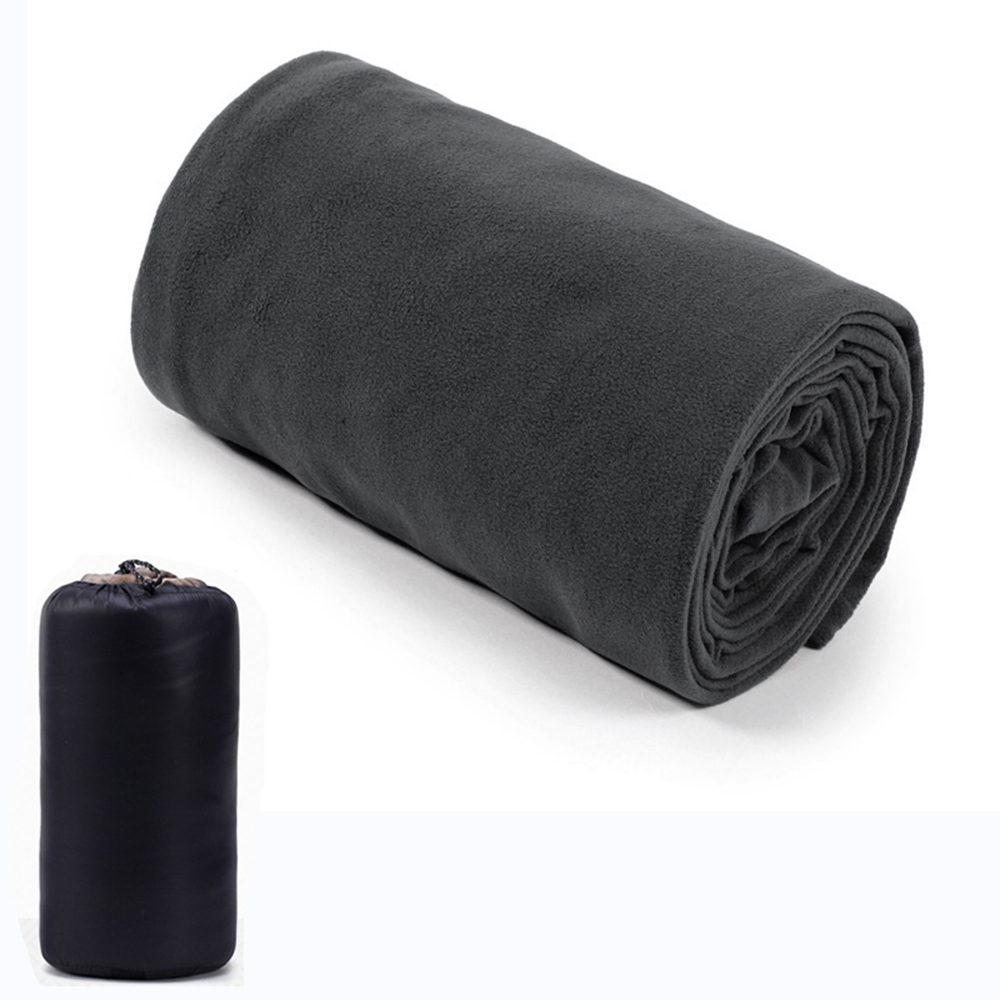Draagbare slaapzakvoering Microfiber fleece reislaken Slaapzak Campingdeken met ritssluiting voor buiten kampeertentbed: Black