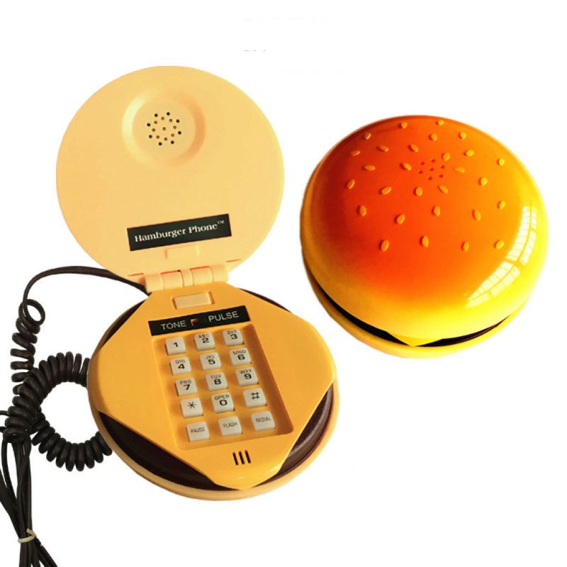 Imitation Hamburger Telephone with Wire Landline Phone for Home Art Decor