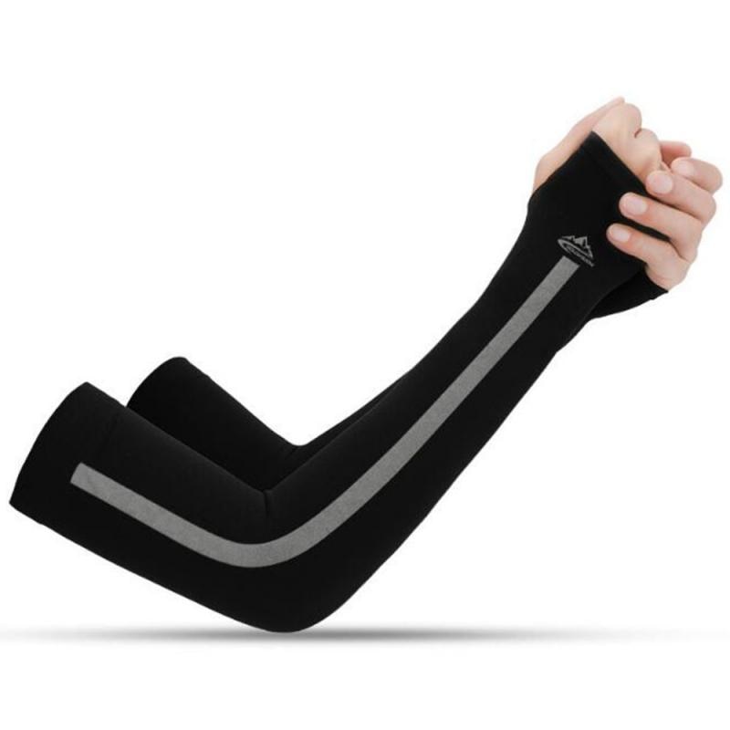 UV Cooling Arm Sleeves Summer Sports Long Cover Fingerless Gloves Running Cycling Driving Cool And Breathable Sleeve: black