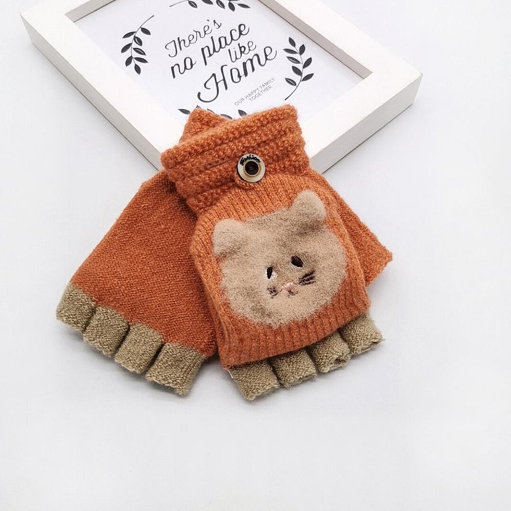 hotest warm socks Toddler Baby Winter Warm Knitted Convertible Flip Top Fingerless Mittens Gloves: orange