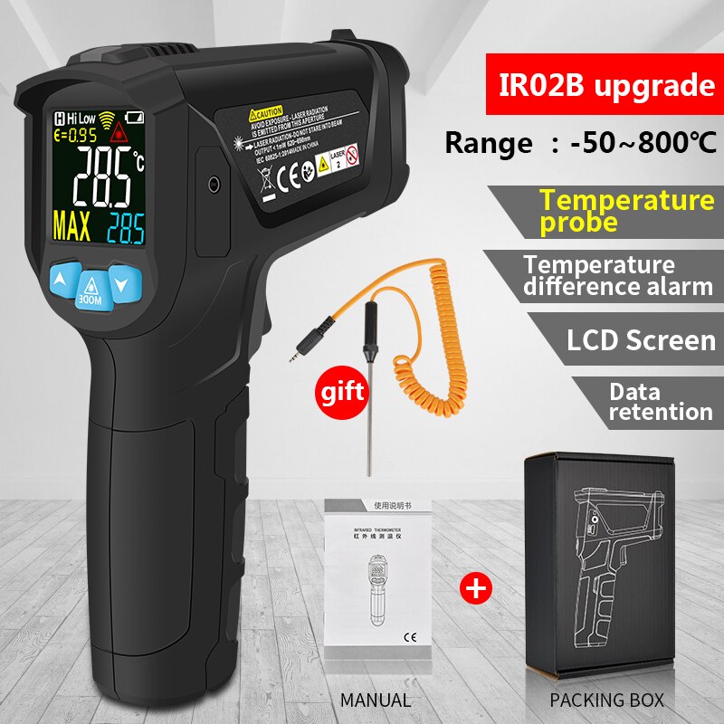 digital infrared thermometer termometro infrarojo digital Pyrometer infrared -50~800 degree Non-contact Temperature Tester: IR02B