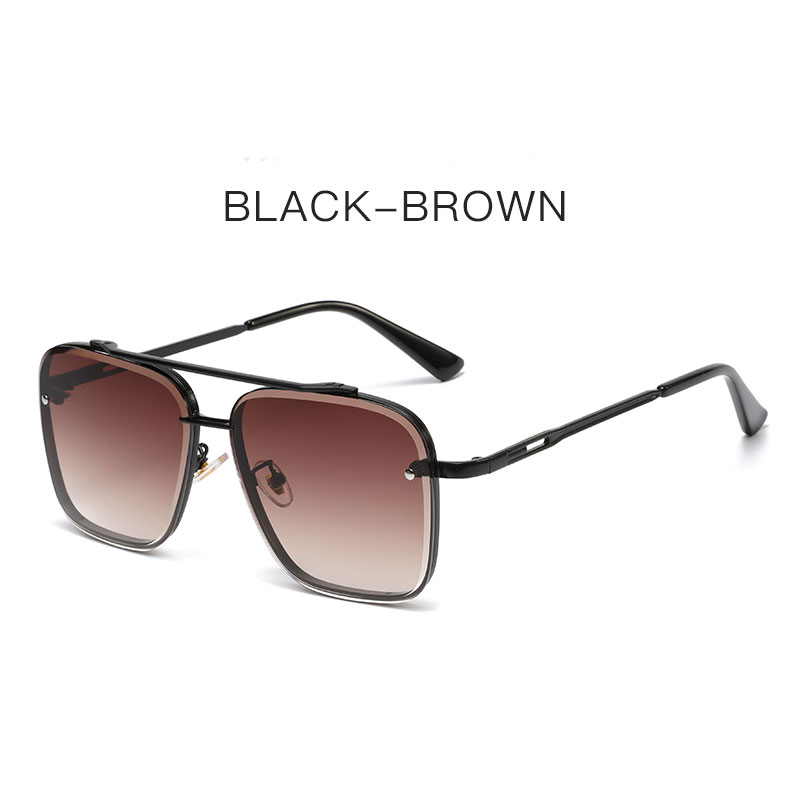 Luxe Pilot Zonnebril Heren 2024 Zomer Gradiënt Rijden Zonnebril Vinatge Vierkante Punk Brillen Oculos De Sol: Black