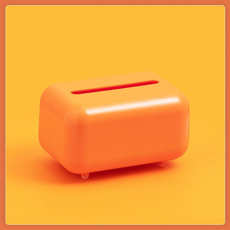 Household Tissue Box with Lid Desktop Paper Holder Napkin Storage Box Office Decoration Sealed Dustproof Tissue Container: Orange