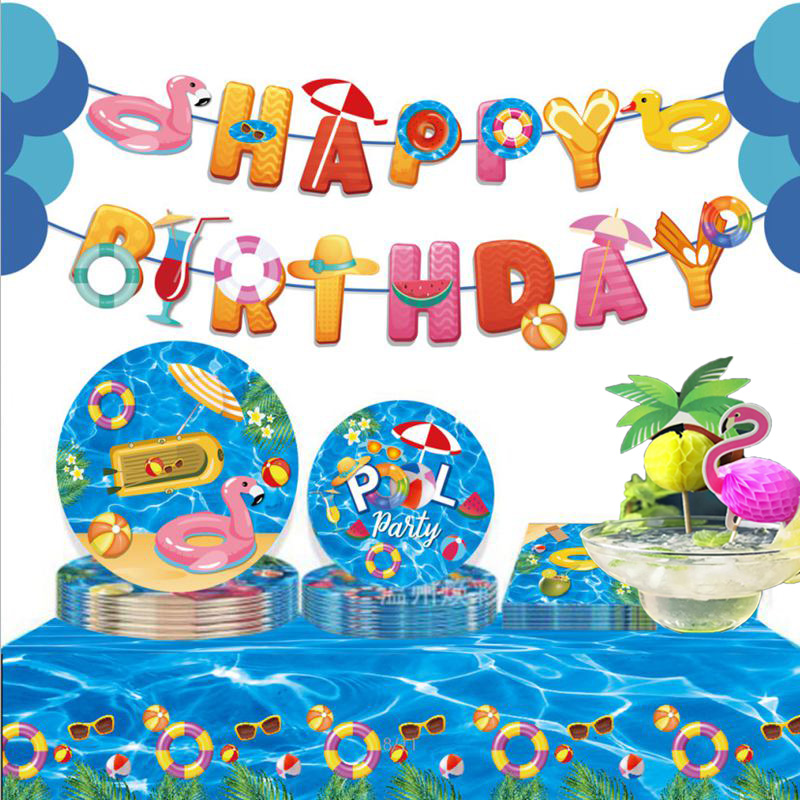 EN LA Piscina de verano en la playa, hawaiana luau, natación en agua, vacaciones, suministros para de flamencos, decoración para de cumpleaños