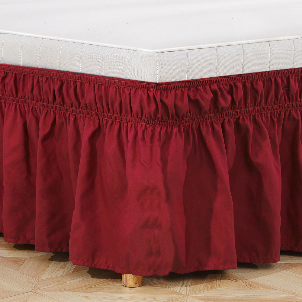 Wrap Around Ruffled Bed Skirt with Adjustable Elastic Belt Wrinkle Free Bedskirt Dust Ruffles, Bed Frame Cover Queen King Size