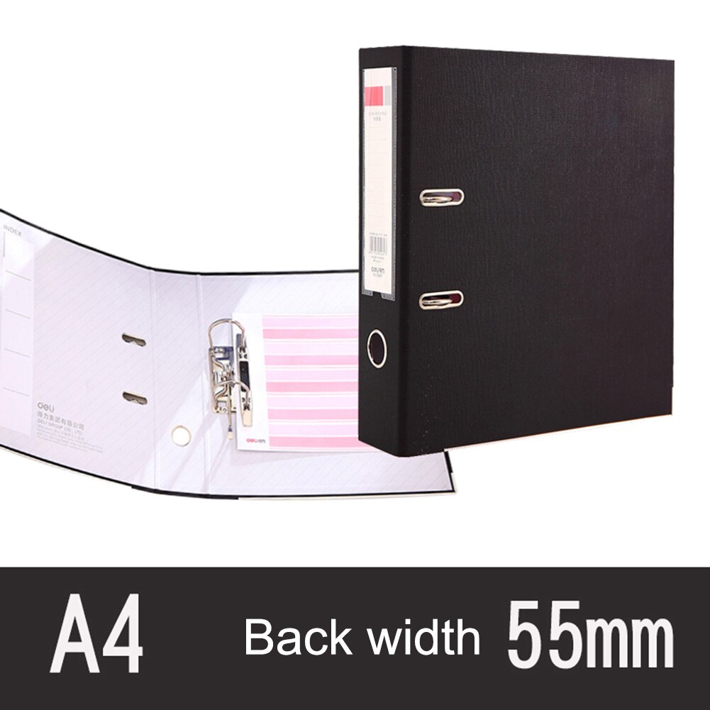A4 kraftpapir filmappe løsbladet bindemiddel kontor metting fil lommeskole kontorforsyning 2 hul papir punch maskine: Sort 5.5cm