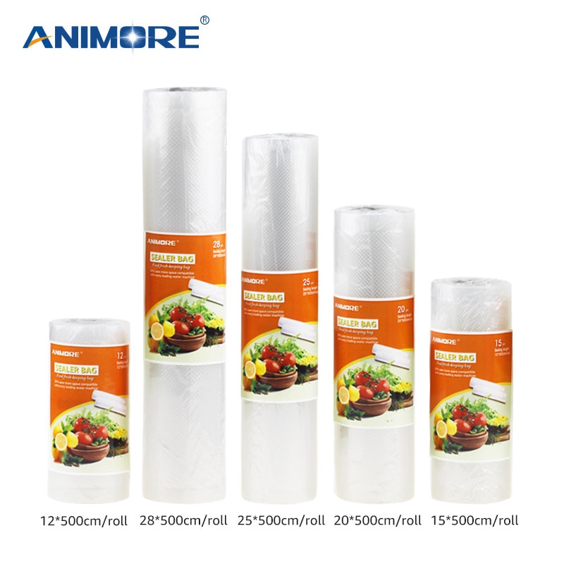 ANIMORE Vacuum Packaging Rolls12x500 15x500 20x500 25x500 28x500 Vacuum Heat Sealer Food Saver Bags Food Storage Bags FB-01
